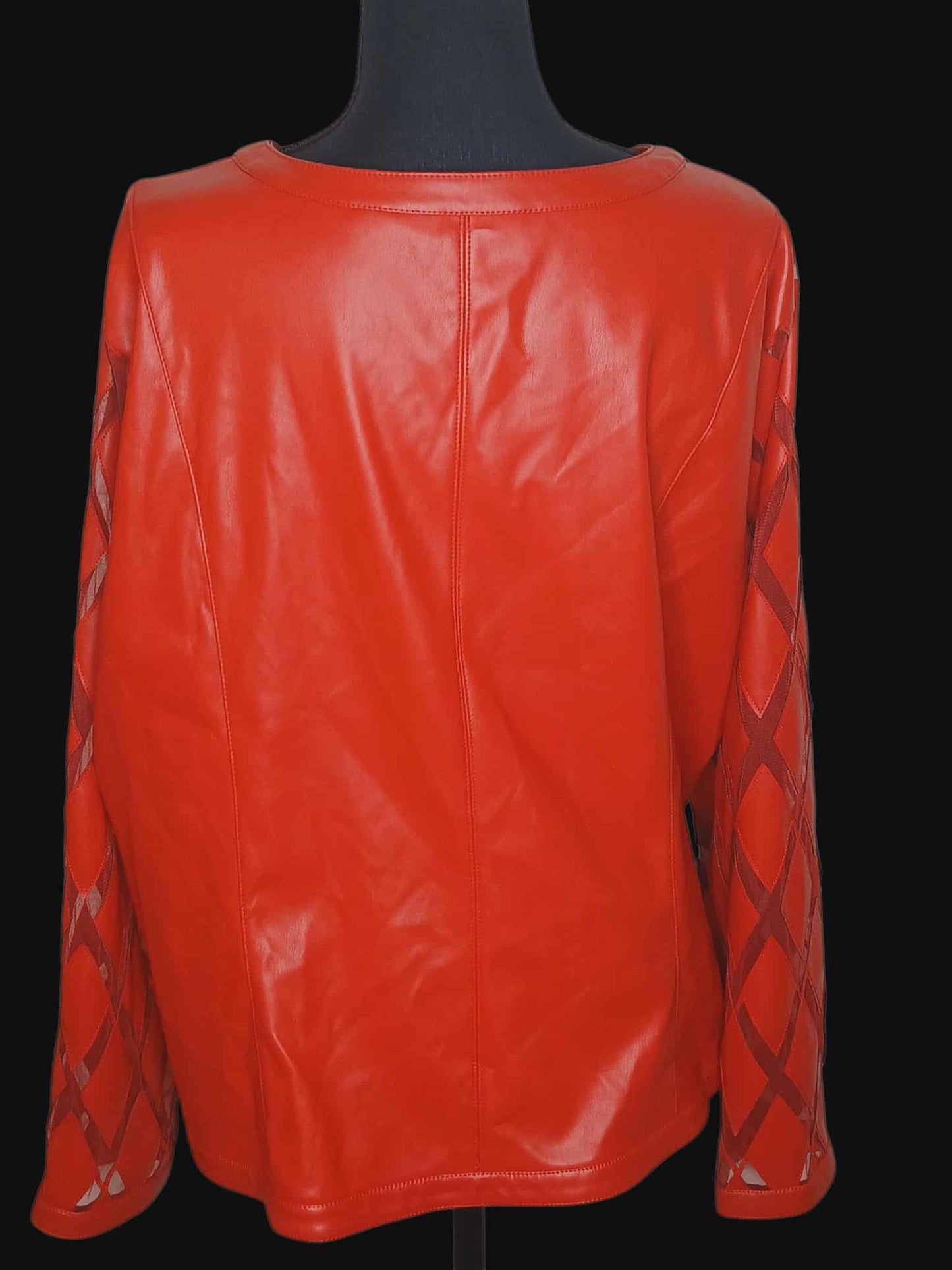 Red Coleen Lopez Mesh & Faux Leather Jacket 3X