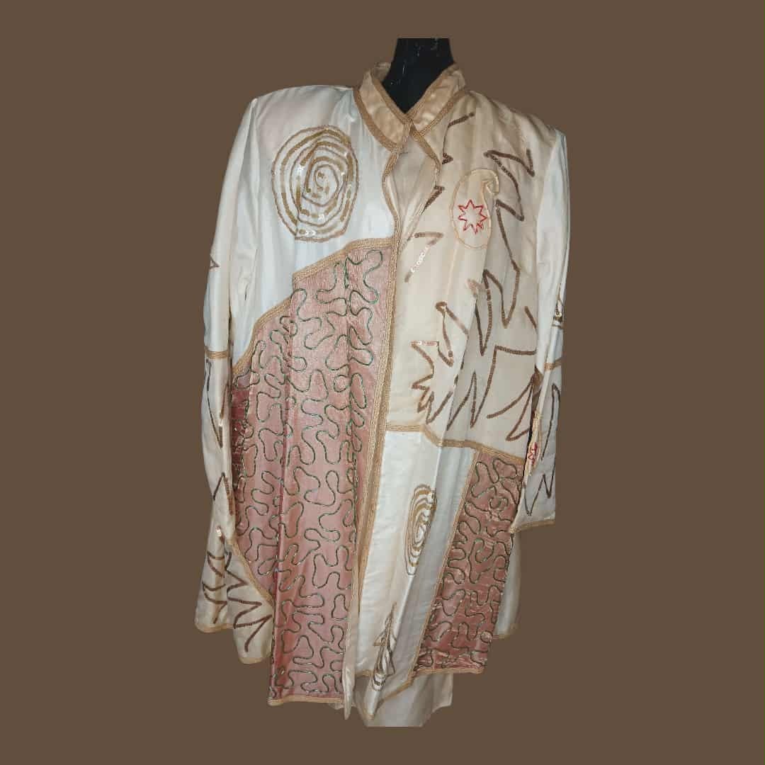 VTG 100% Silk & Beaded Ivory Dress & Duster by ROMAN'S Sz 1X