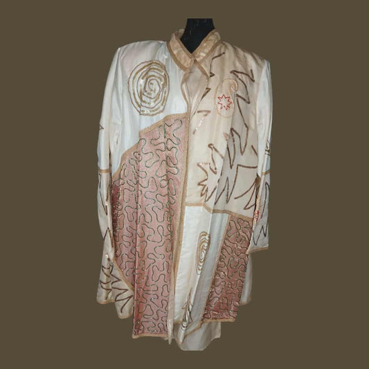 VTG 100% Silk & Beaded Ivory Dress & Duster by ROMAN'S Sz 1X