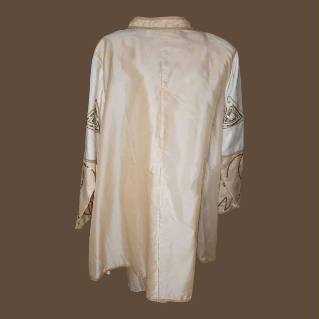 VTG 100% Silk & Beaded Ivory Dress & Duster by ROMAN'S Sz 1X