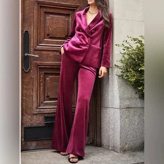 Express Velvet Maroon Pants Suit Size M